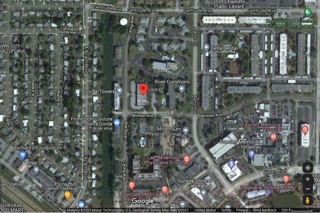 A google map showing the location of a building. A google map showing the location of a building.