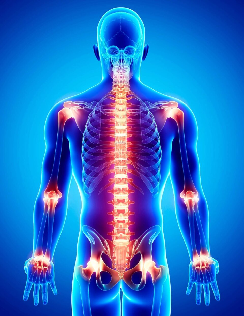 A man with pain in his spine. A man with pain in his spine.